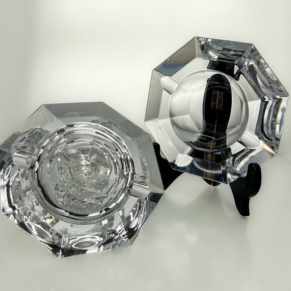 Crystal Ashtrays | Beautiful Set from Val St. Lambert | Elegant Home Decor - Picture 8 of 11